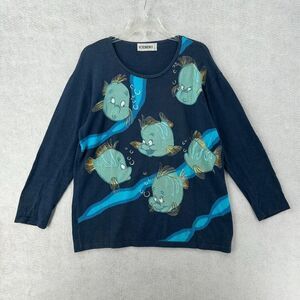 Vintage‎ 90s Iceberg Sweater Women LG Little Mermaid Embroidered Italy RARE 1991